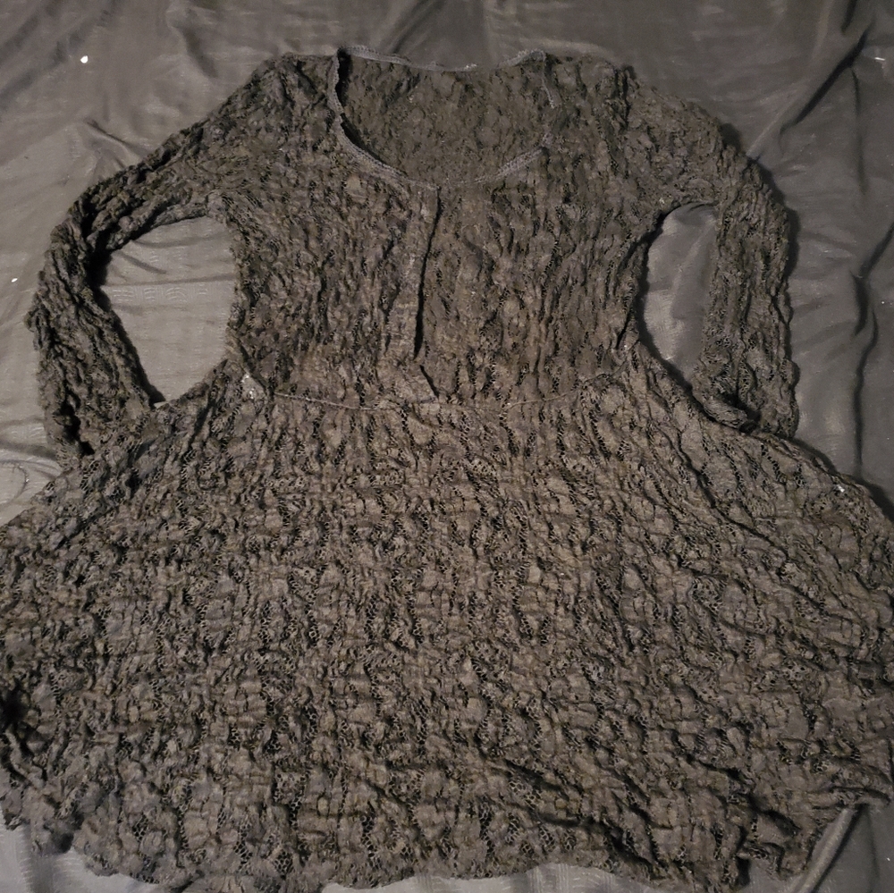 Black Lace Long Sleeve Tunic